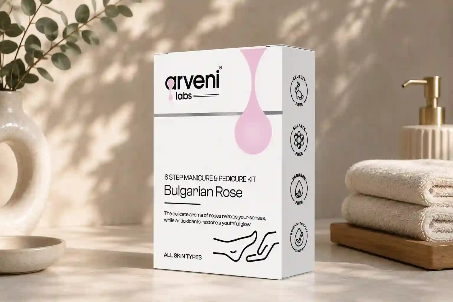 ARVENI LABS 6 Steps Manicure & Pedicure – Bulgarian Rose