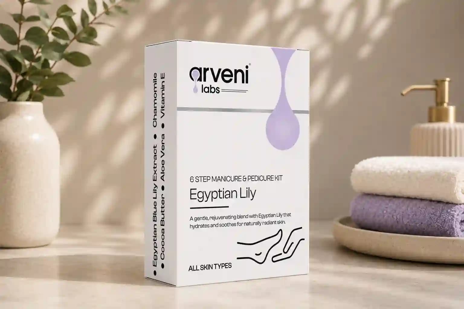 ARVENI LABS 6 Step Manicure & Pedicure – Egyptian Lily