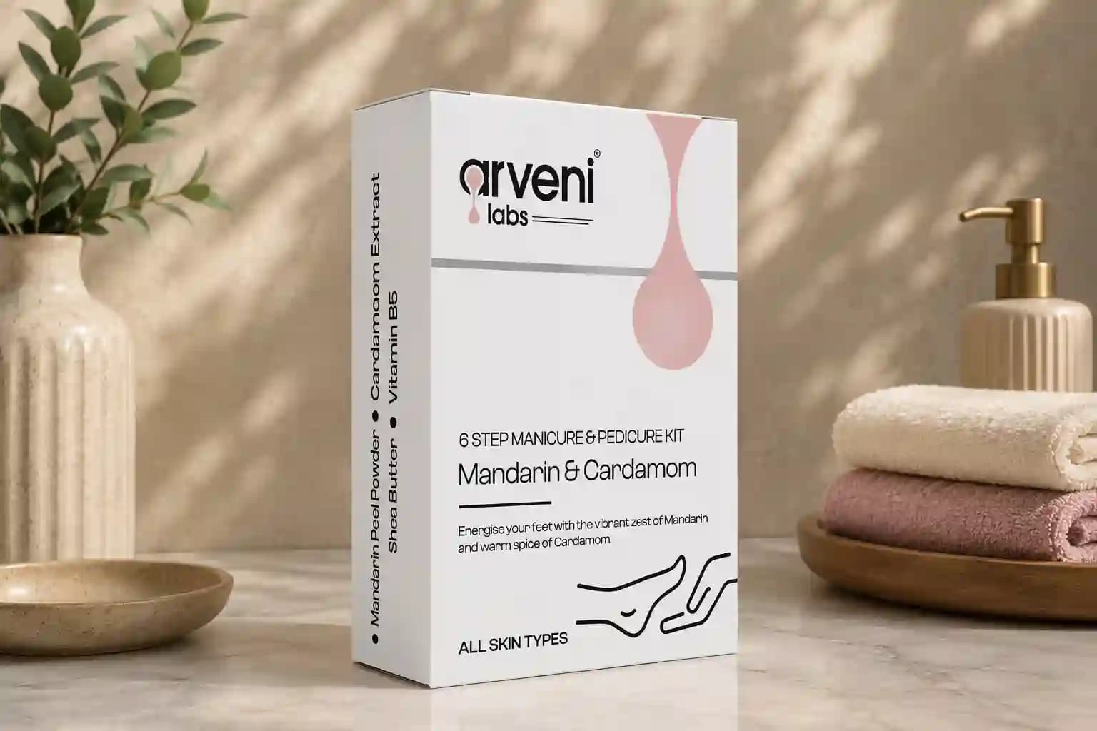 ARVENI LABS 6 Step Manicure & Pedicure – Mandarin And Cardamom